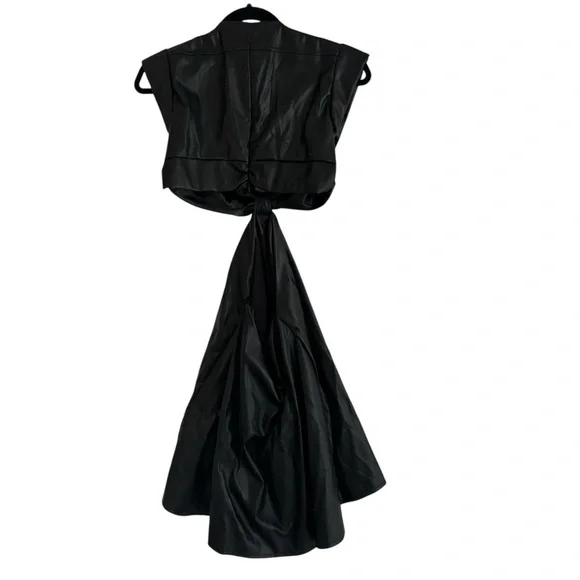 JASON WU Black Vegan Leather With Cut Out Mini Dress XS - Picture 4 of 6